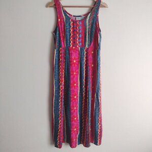 Vintage 90s Womens Vibrant Dress S 100% Rayon Sleeveless Lightweight Maxi 8